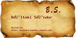 Bélteki Sándor névjegykártya